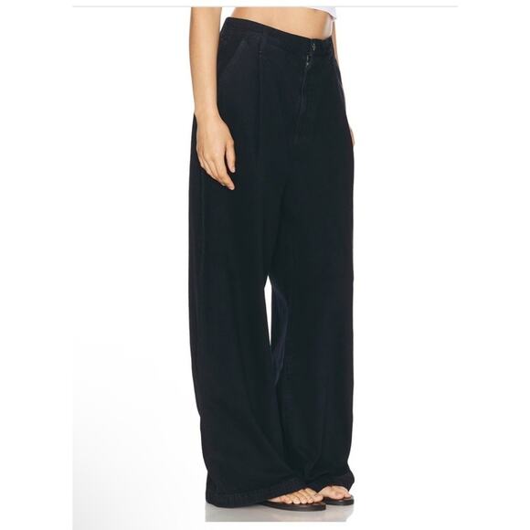 Agolde Ellis Wide Leg Denim Trouser - Crushed Black Sz 25 $268 - Picture 15 of 16